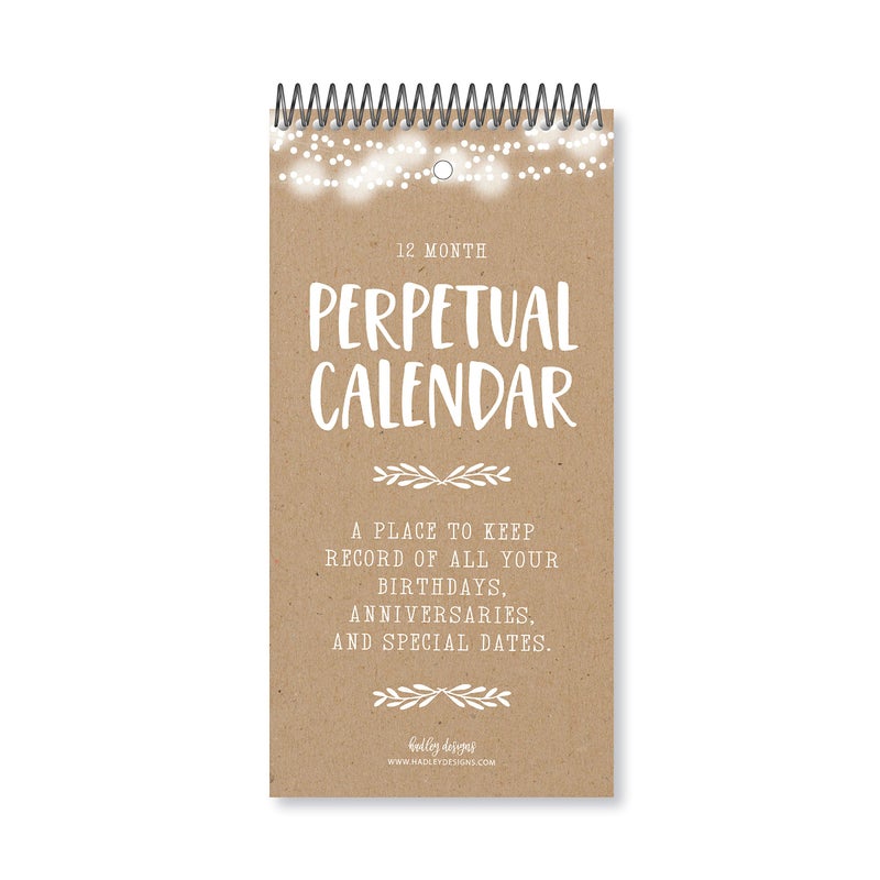 Hadley Designs Rustic Perpetual Birthday, Anniversary, Special Event Reminder Calendar Book Journal for Important Family Date Day Remembrance Wall Hanging, Bday Birthdate Gift Card Planner Organizer - Image 1